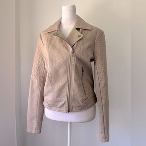 NWT Jack by BB Dakota Hazelnut Cream Faux Leather Full Zip Quilted Jacket